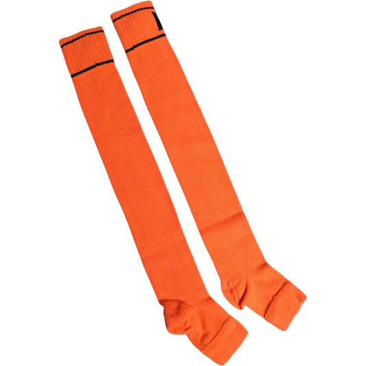 Dolce & Gabbana Orange Cotton DG Logo Print Open Toe Socks