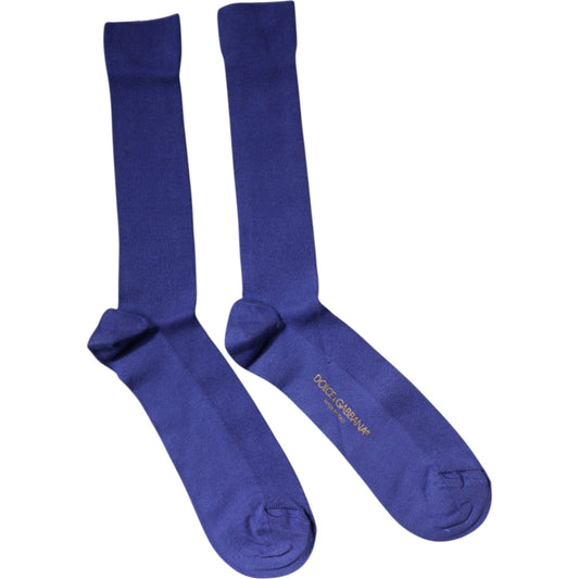 Dolce & Gabbana Purple Cotton Logo Over The Calf Socks