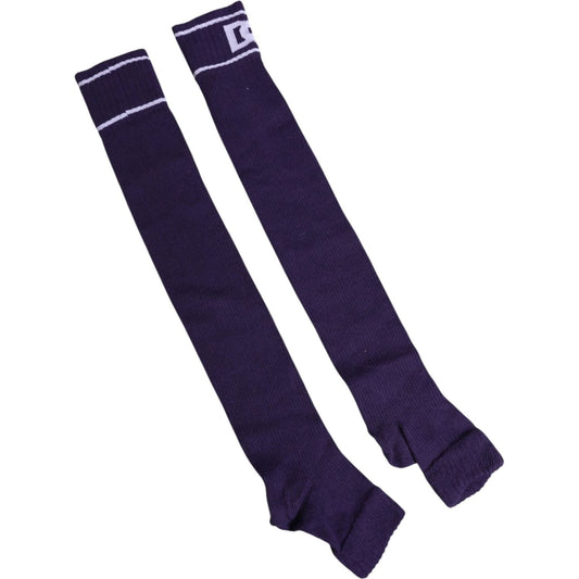 Dolce & Gabbana Purple Cotton DG Logo Print Open Toe Socks