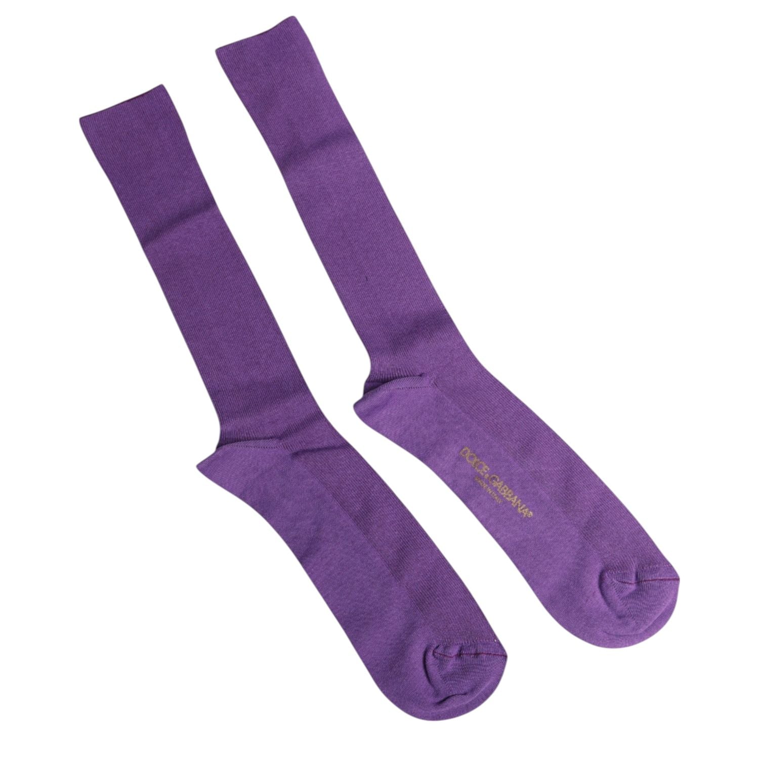 Dolce & Gabbana Purple Cotton Logo Over The Calf Socks