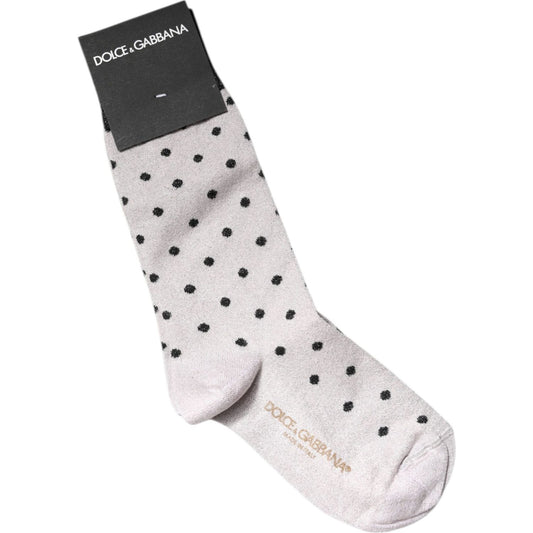 Dolce & Gabbana Gray Viscose Stretch Dotted Socks