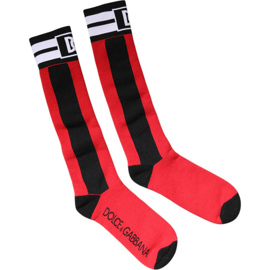 Dolce & Gabbana Red Cotton Stretch Printed Socks