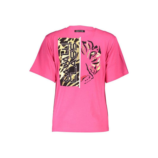Cavalli Class Pink Cotton Women T-Shirt Cavalli Class Hot Pink