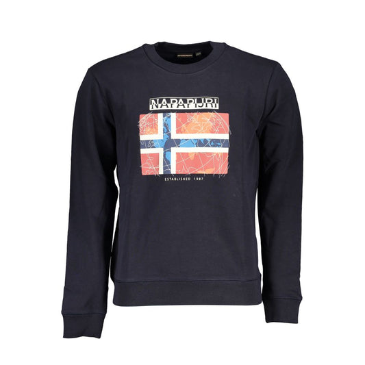 Napapijri Blue Cotton Men Sweater Napapijri Dark Slate Gray