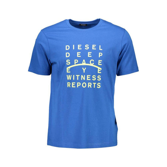 Diesel Blue Cotton Men T-Shirt Diesel Steel Blue