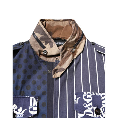 Dolce & Gabbana Multicolor Cotton Logo Patchwork Coat Jacket