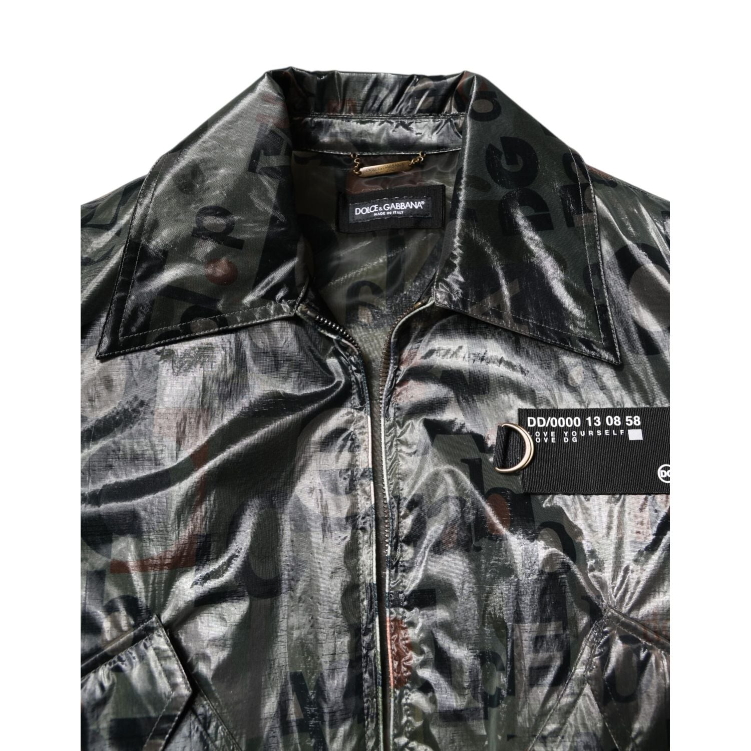Dolce & Gabbana Green DG Logo Print Bomber Full Zip Jacket