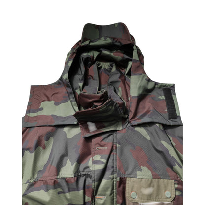 Dolce & Gabbana Multicolor Camouflage Button Hooded Jacket