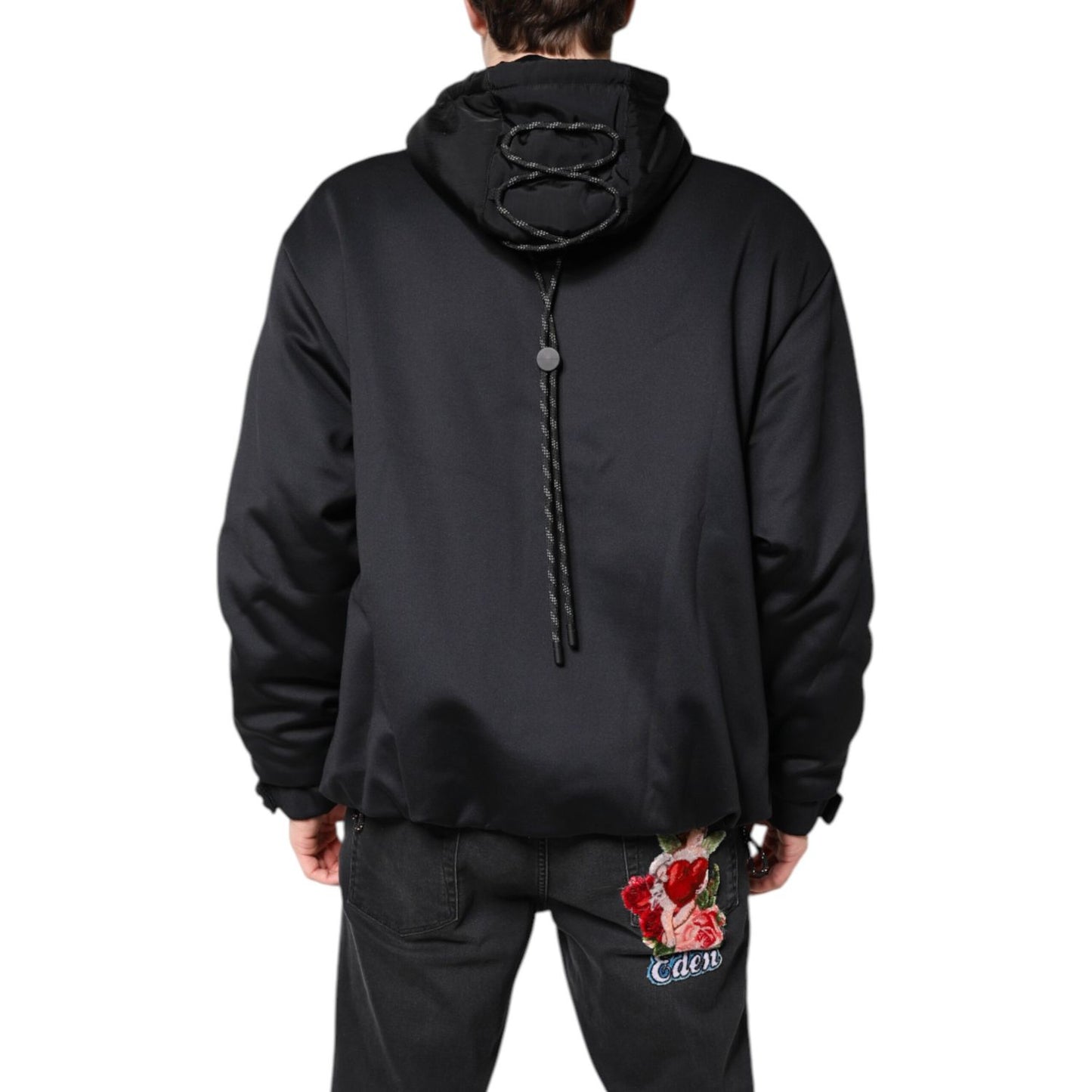 Dolce & Gabbana Black Polyester DG Hooded Full Zip Jacket