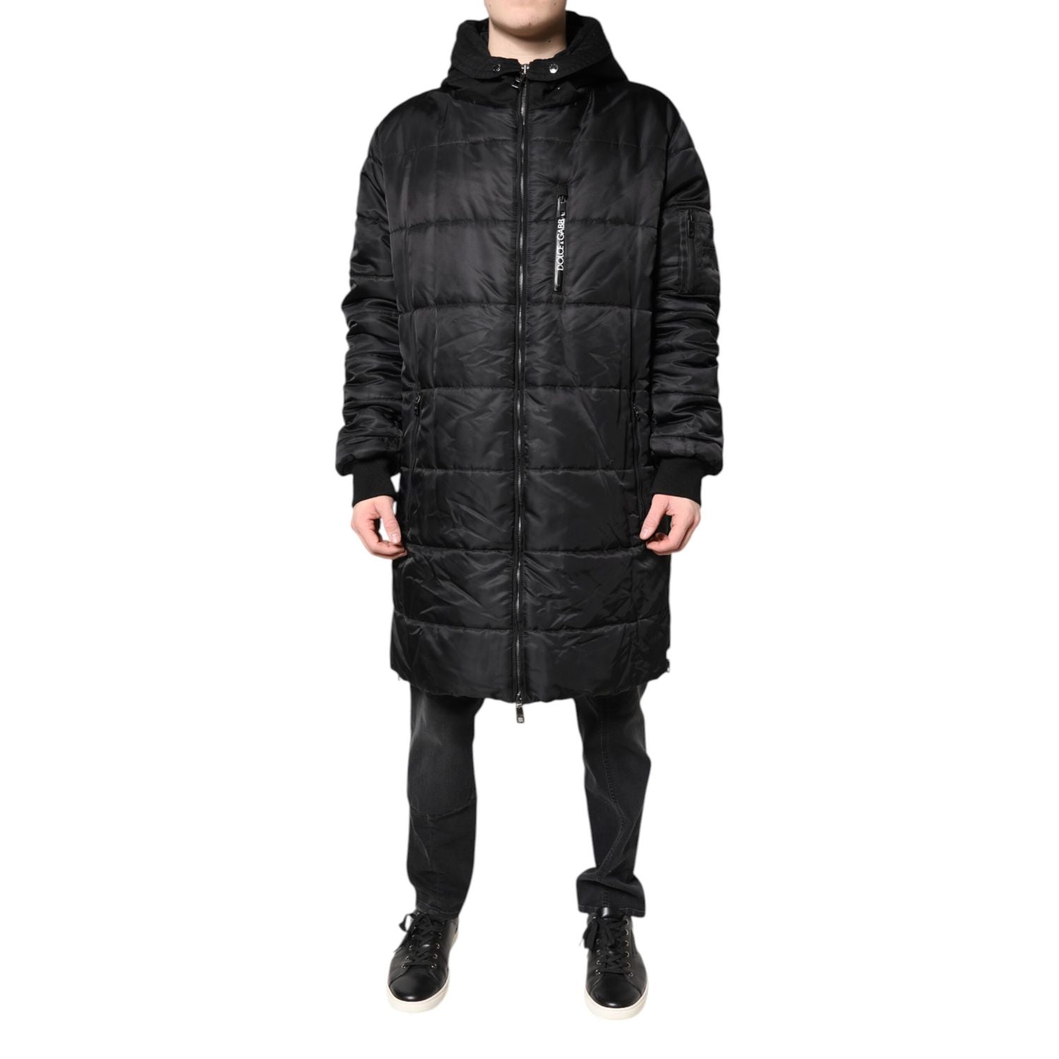 Dolce & Gabbana Black Hooded Parka Winter Men Coat Jacket