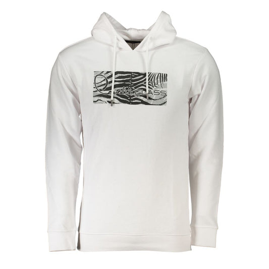 Cavalli Class White Cotton Men Sweater Cavalli Class Light Gray