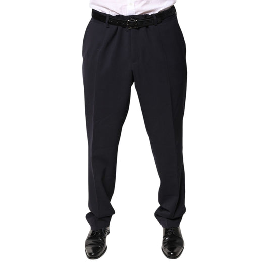 Dolce & Gabbana Black Wool Mid Waist Dress Pants