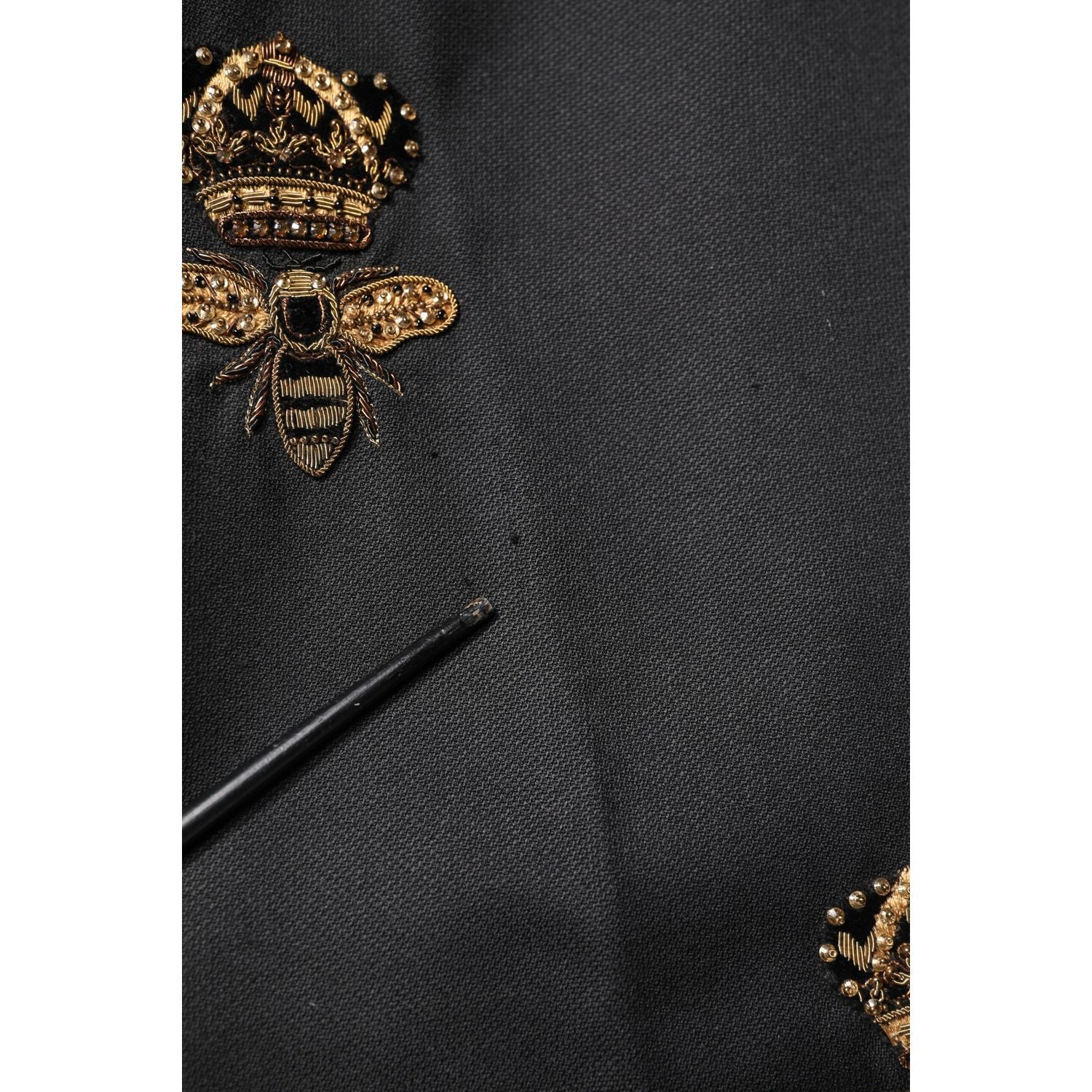 Dolce & Gabbana Black Bee Crown Embroidery 2 Piece Suit