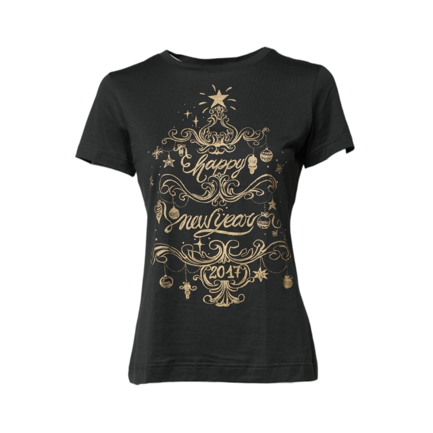 Dolce & Gabbana Black Cotton Round Neck Short Sleeve T-shirt