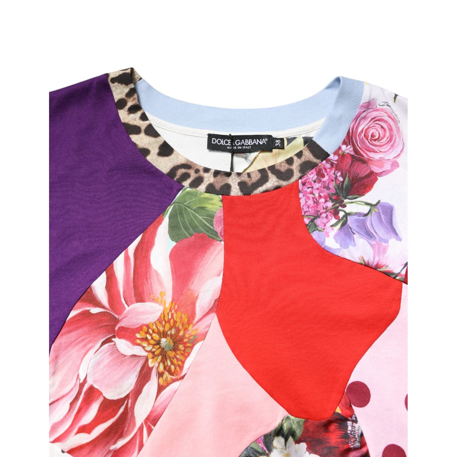 Dolce & Gabbana Multicolor Patchwork Short Sleeve Blouse Top