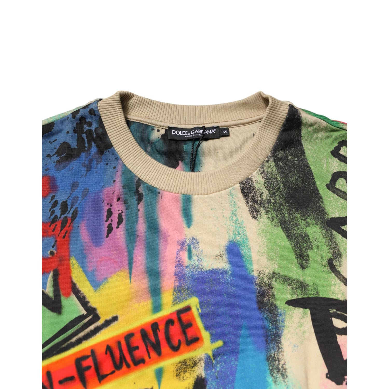 Dolce & Gabbana Multicolor Print Cotton Pullover Sweater