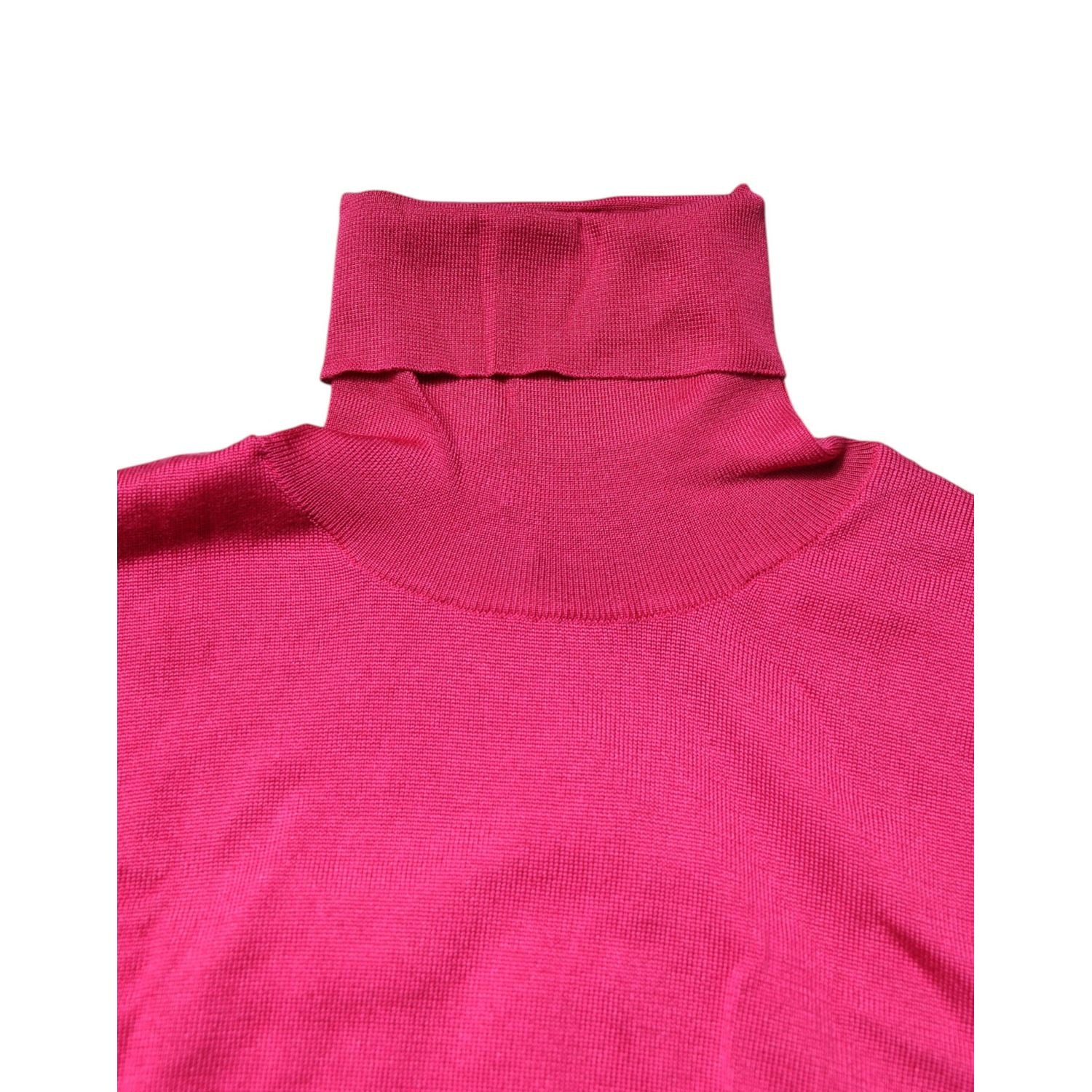 Dolce & Gabbana Pink Silk Knitted Turtleneck Cropped Top