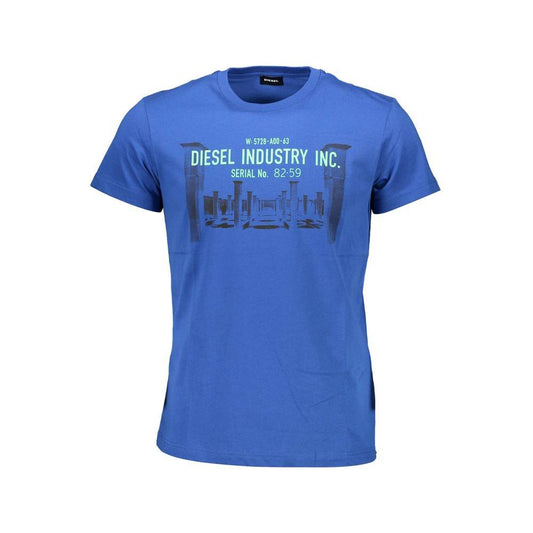 Diesel Blue Cotton Men T-Shirt Diesel Steel Blue