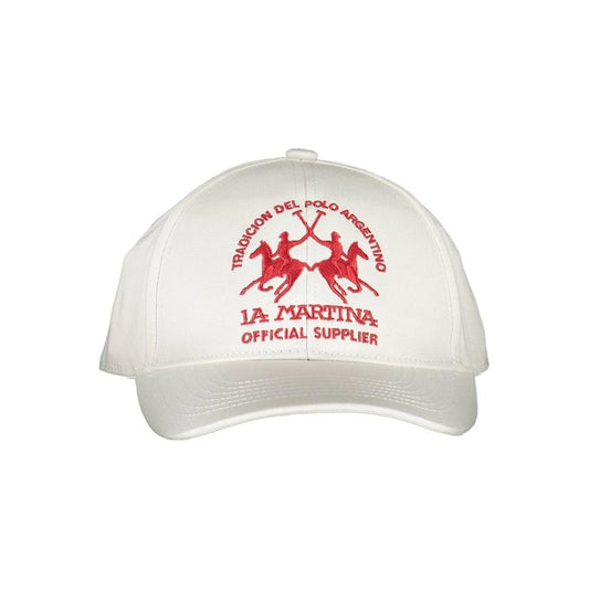 La Martina White Cotton Men Cap La Martina Light Gray
