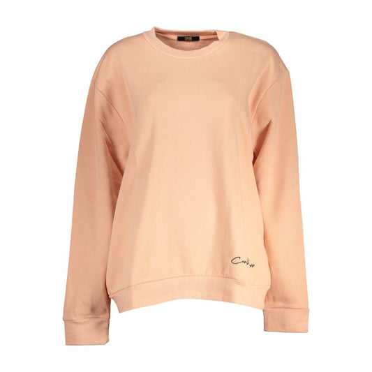 Cavalli Class Elegant Long-Sleeved Pink Fleece Sweatshirt Cavalli Class Tan