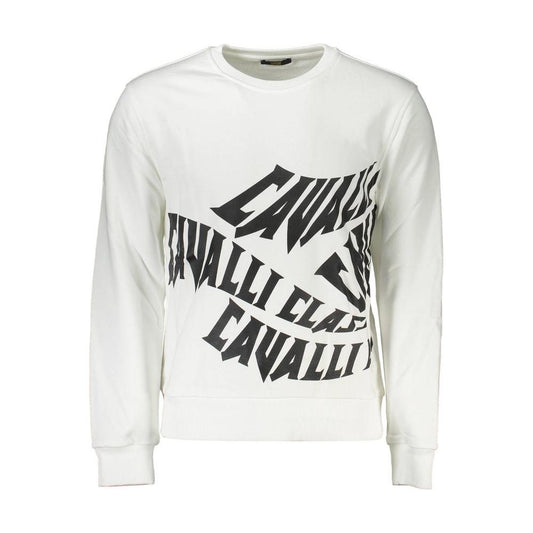 Cavalli Class White Cotton Men Sweater Cavalli Class Beige