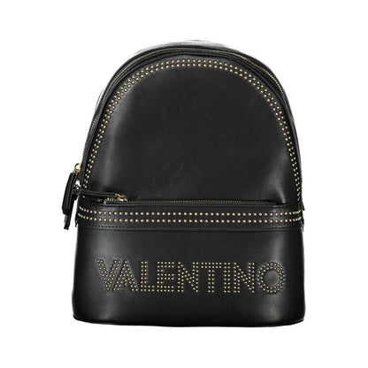 Mario Valentino Black Polyethylene Women Backpack with studded design, showcasing sustainable style and functionality.
