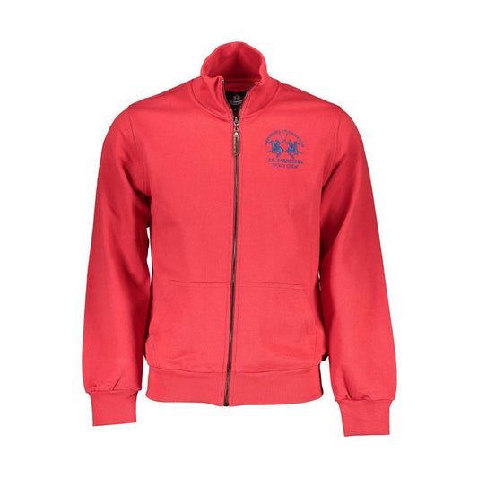 La Martina Red Cotton Men Sweater La Martina Tomato