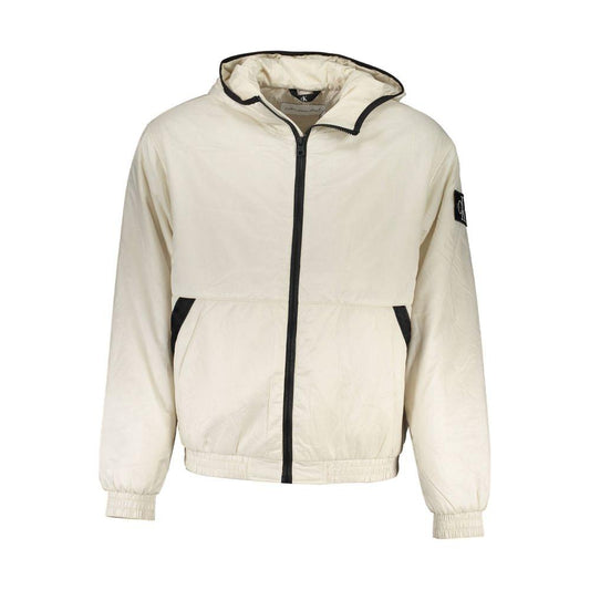 Calvin Klein Beige Polyester Men Jacket Calvin Klein Light Gray