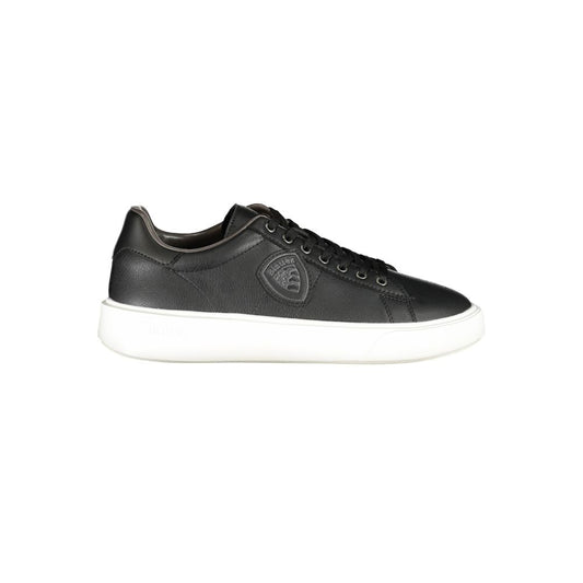 Blauer Black Leather Men Sneaker Blauer Dark Slate Gray