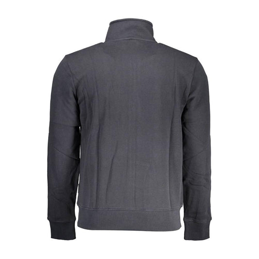 Napapijri Black Cotton Men Sweater with Zip and Pockets Napapijri Dark Slate Gray