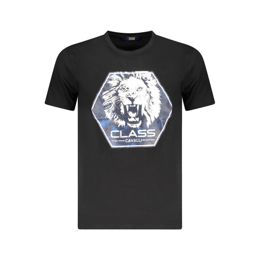 Cavalli Class Black Cotton Men T-Shirt Cavalli Class Dark Slate Gray