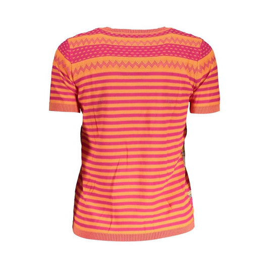 Desigual Orange Cotton Women Sweater Desigual Salmon