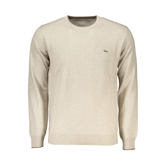 Harmont & Blaine Beige Crew Neck Luxury Sweater with Embroidery Harmont & Blaine Light Gray