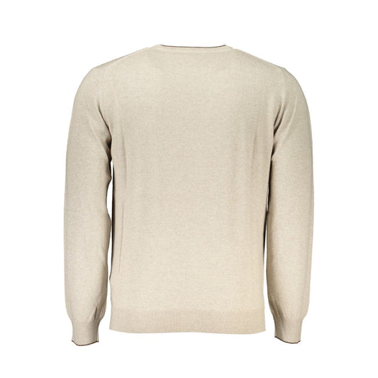 Harmont & Blaine Beige Crew Neck Luxury Sweater with Embroidery Harmont & Blaine Light Gray