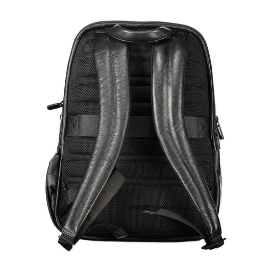 Piquadro Black Leather Men Backpack Piquadro Dark Slate Gray