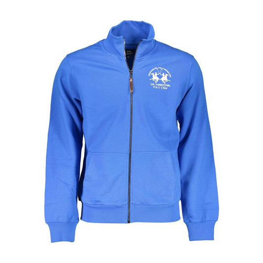La Martina Blue Cotton Men Sweater La Martina Cornflower Blue