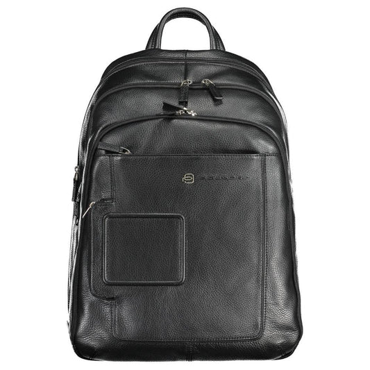 Piquadro Black Leather Men Backpack Piquadro Dark Slate Gray