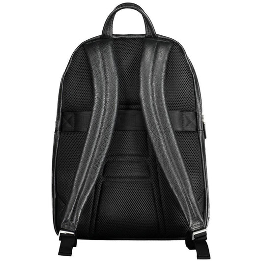 Piquadro Black Leather Men Backpack Piquadro Dark Slate Gray