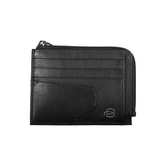 Piquadro Black Leather Men Wallet Piquadro Dark Slate Gray