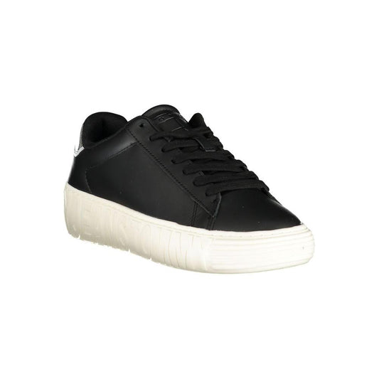 Tommy Hilfiger Black Leather Women Sneaker Tommy Hilfiger Dark Slate Gray
