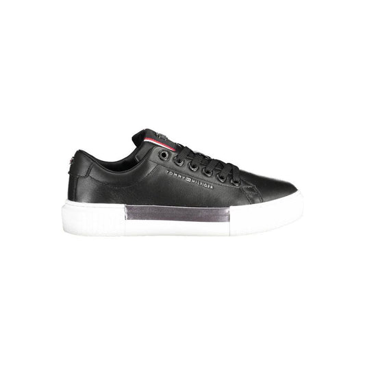 Tommy Hilfiger Black Leather Women Sneaker Tommy Hilfiger Dark Slate Gray
