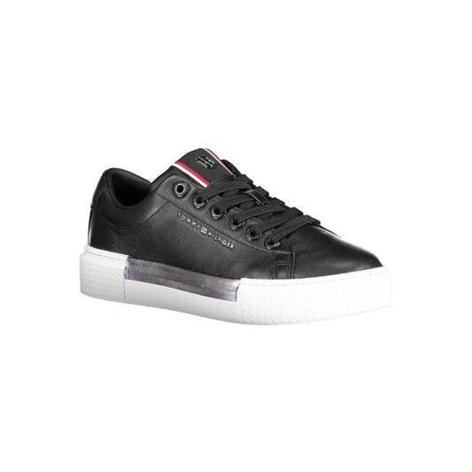 Tommy Hilfiger Black Leather Women Sneaker Tommy Hilfiger Dark Slate Gray