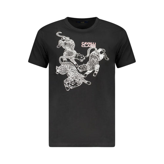 Cavalli Class Black Cotton Men T-Shirt Cavalli Class Dark Slate Gray