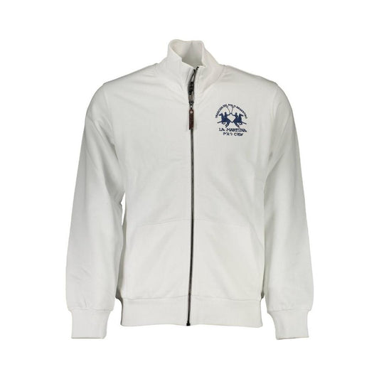 La Martina White Cotton Men Sweater La Martina Light Gray