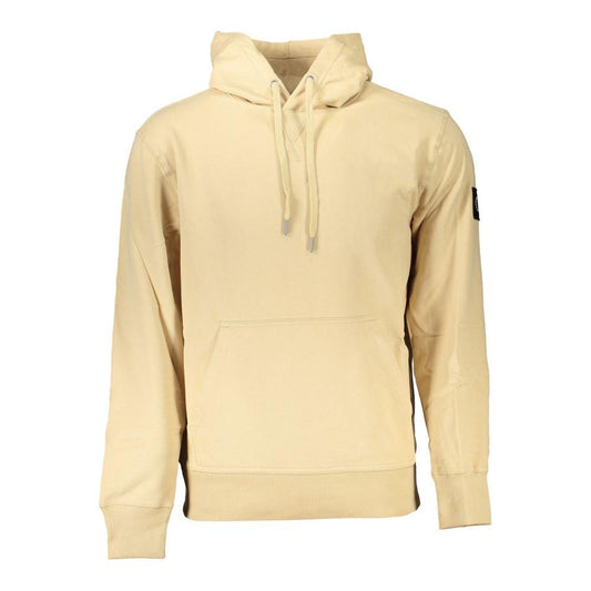 Calvin Klein Beige Brushed Cotton Hoodie with Central Pocket Calvin Klein Wheat