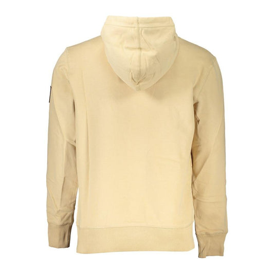 Calvin Klein Beige Brushed Cotton Hoodie with Central Pocket Calvin Klein Wheat