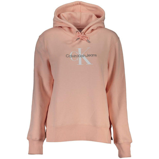 Calvin Klein Chic Pink Fleece Hooded Sweatshirt with Logo Embroidery Calvin Klein Rosy Brown