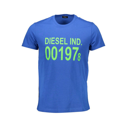 Diesel Blue Cotton Men T-Shirt Diesel Steel Blue