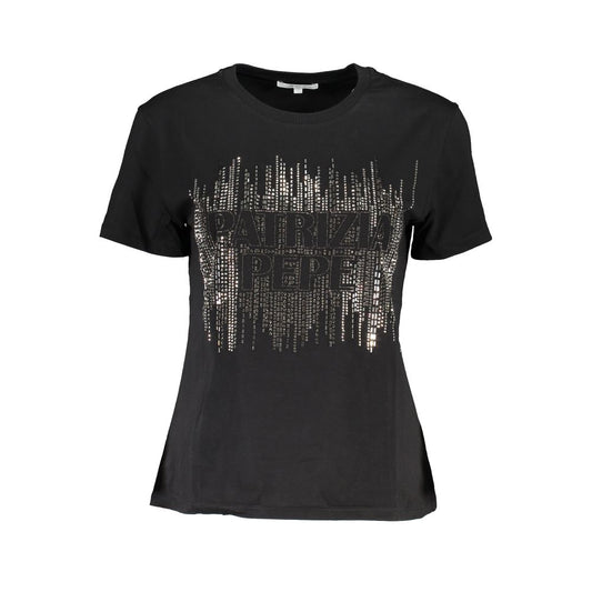 Patrizia Pepe Chic Contrast Crew Neck Cotton Tee Patrizia Pepe Dark Slate Gray