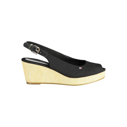 Tommy Hilfiger Black Cotton Women Sandal Tommy Hilfiger Dark Slate Gray